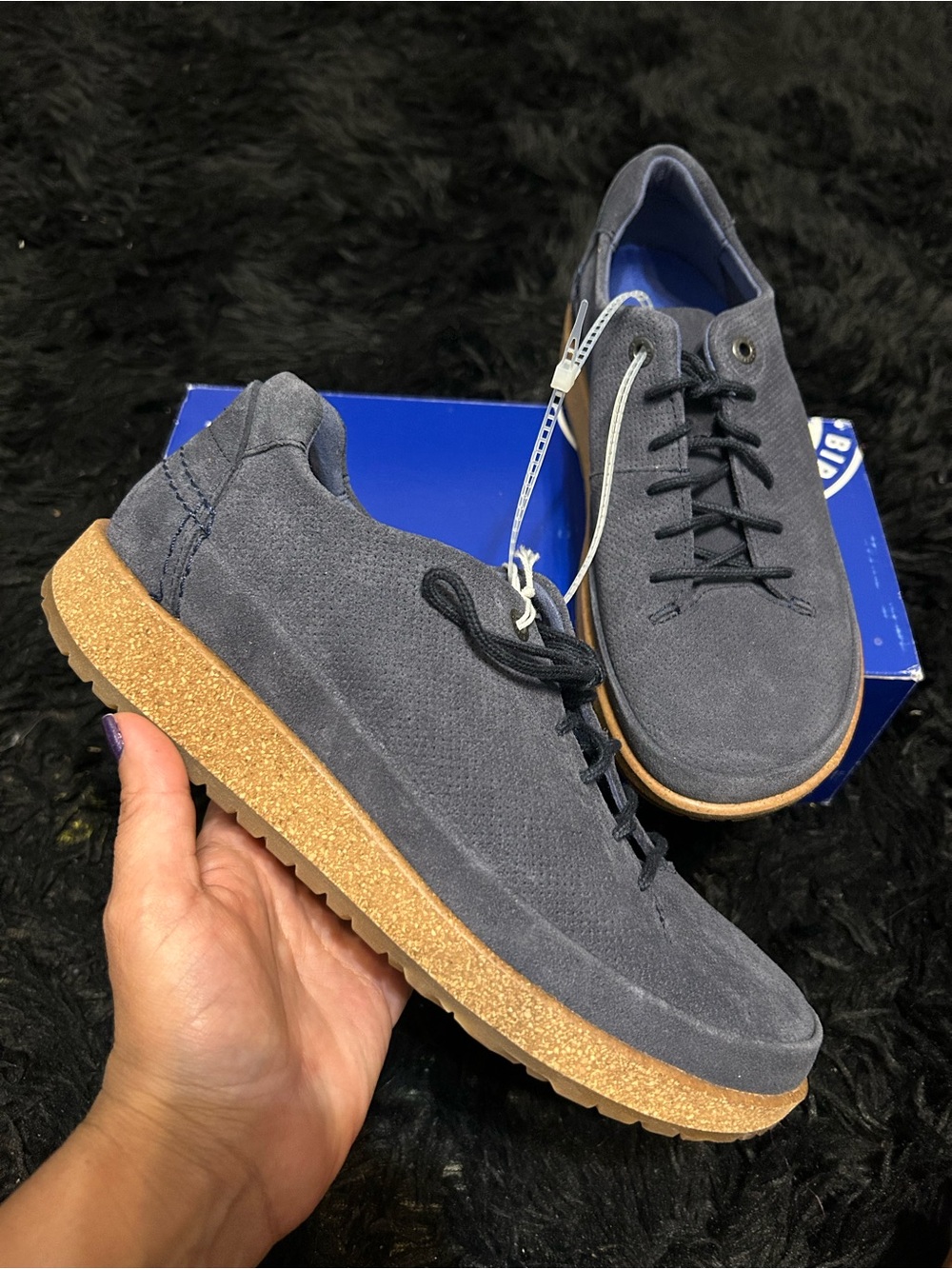 BIRKENSTOCK Honnef low top blue suede lace up shoes sneakers women’s 39 new